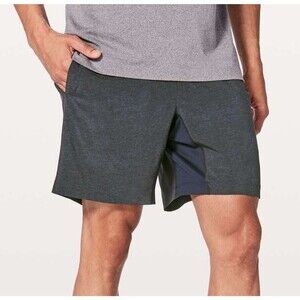 Lululemon Men's Gray & Navy Blue T.H.E. Shorts 7” Linerless Small